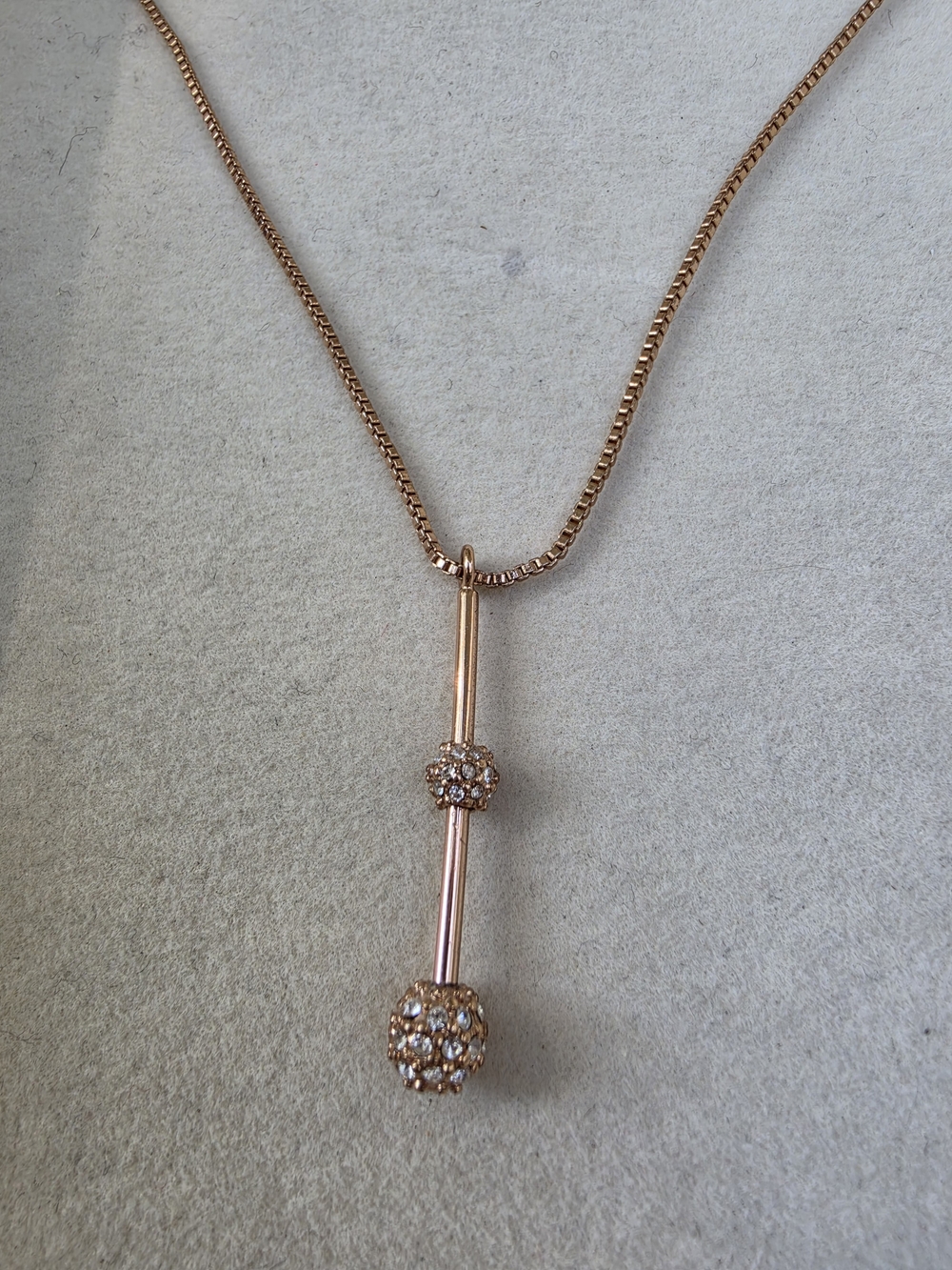 19" Pilgrim Rose Gold Bar Pendant Necklace with Crystal Spheres